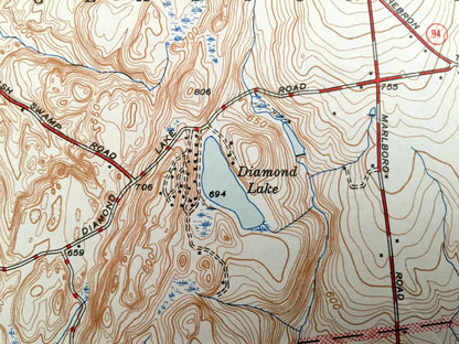 Antique Marlborough, Connecticut 1944 US Geological Survey Topographic Map – Glastonbury, Andover, Hebron, Bolton, Marlboro, Manchester, CT