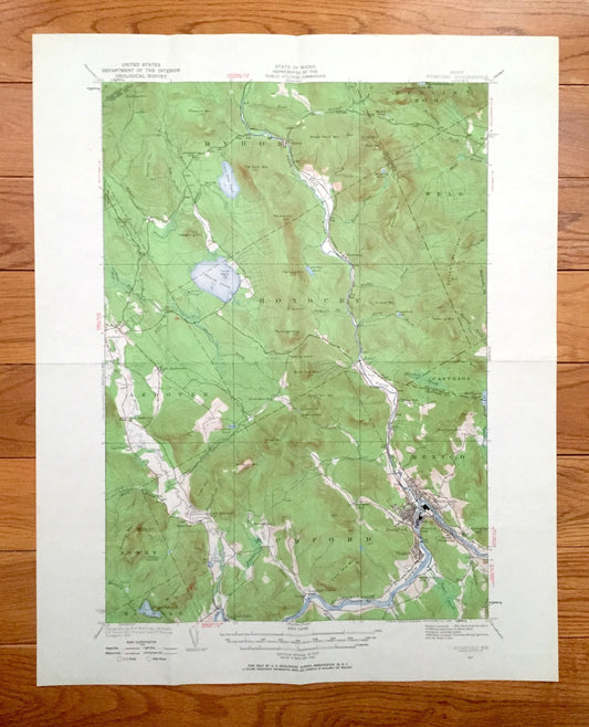 Antique Rumford, Maine 1927 US Geological Survey Topographic Map – Mexico, Ridlonville, Virginia, Roxbury, Byron, Oxford, Franklin County ME