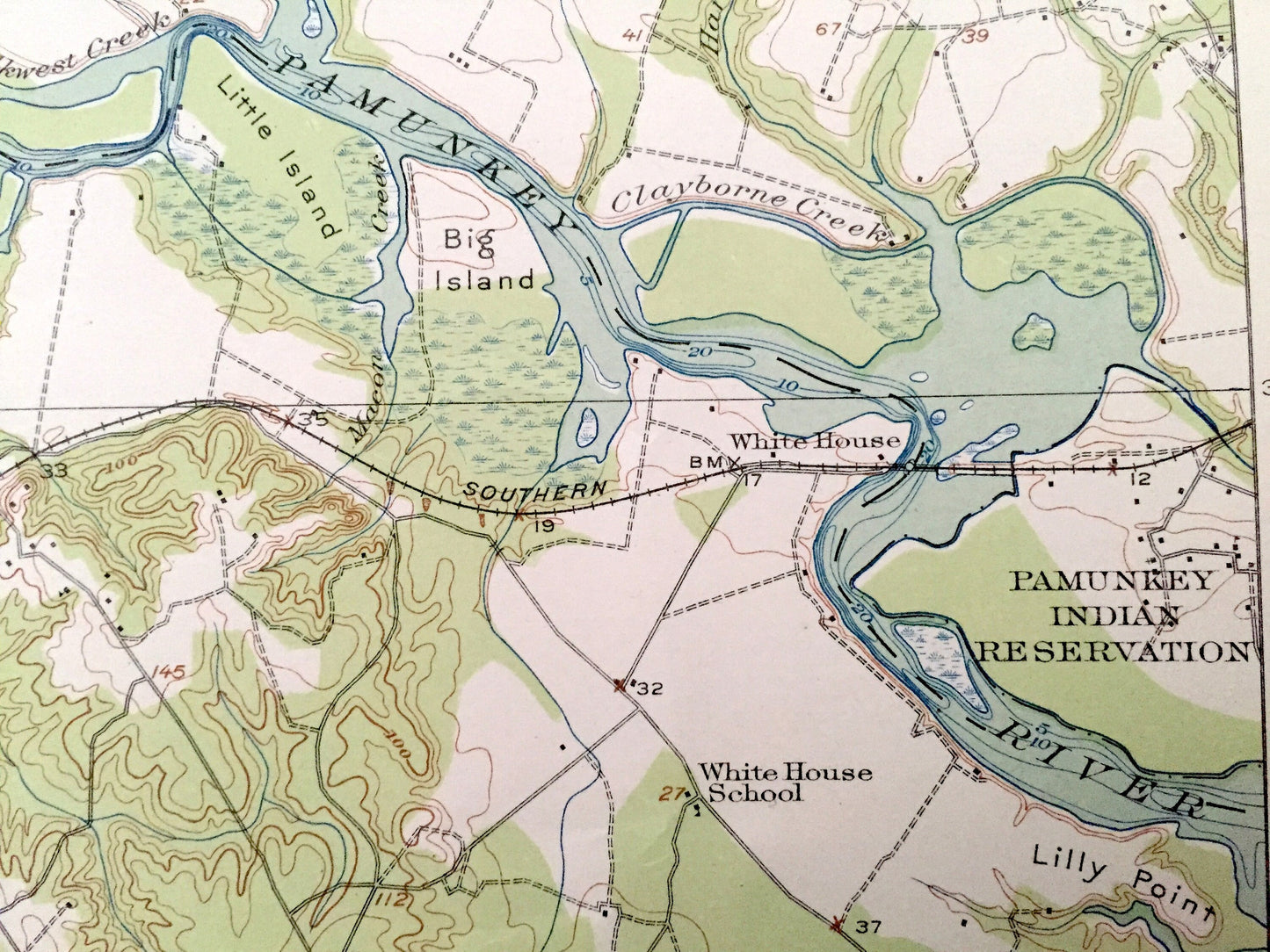 Antique King William, Virginia 1920 US Geological Survey Topographic Map – Walkerton, Pamunkey, Poplar Grove, Manquin, Enfield, Rumford, VA