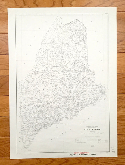 Antique State of Maine 1976 US Geological Survey Map – Portland, Kittery, Bar Harbor, Penobscot, Boothbay, Bath, Moosehead, Sebago Lake, ME