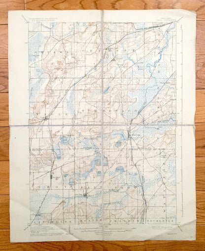 Antique Eagle, Wisconsin 1906 US Geological Survey Topographic Map – Ottawa, Genesee, Waukesha, Mukwonago, Vernon, Troy Waterford Hilburn WI