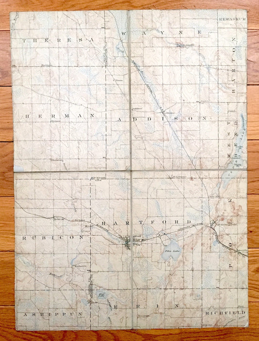 Antique Hartford, Wisconsin 1888 US Geological Survey Topographic Map – Washington, Dodge County, Richfield, Erin, Ashippun, Rubicon Polk WI