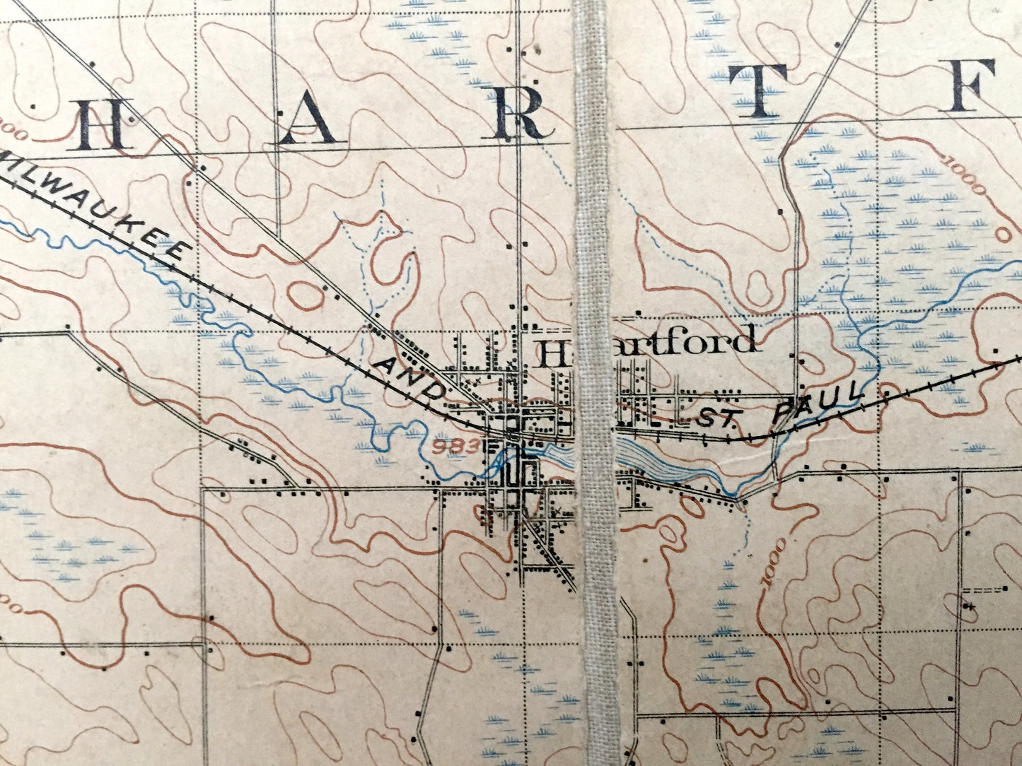 Antique Hartford, Wisconsin 1888 US Geological Survey Topographic Map – Washington, Dodge County, Richfield, Erin, Ashippun, Rubicon Polk WI