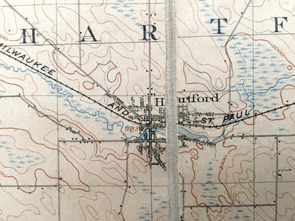 Antique Hartford, Wisconsin 1888 US Geological Survey Topographic Map – Washington, Dodge County, Richfield, Erin, Ashippun, Rubicon Polk WI