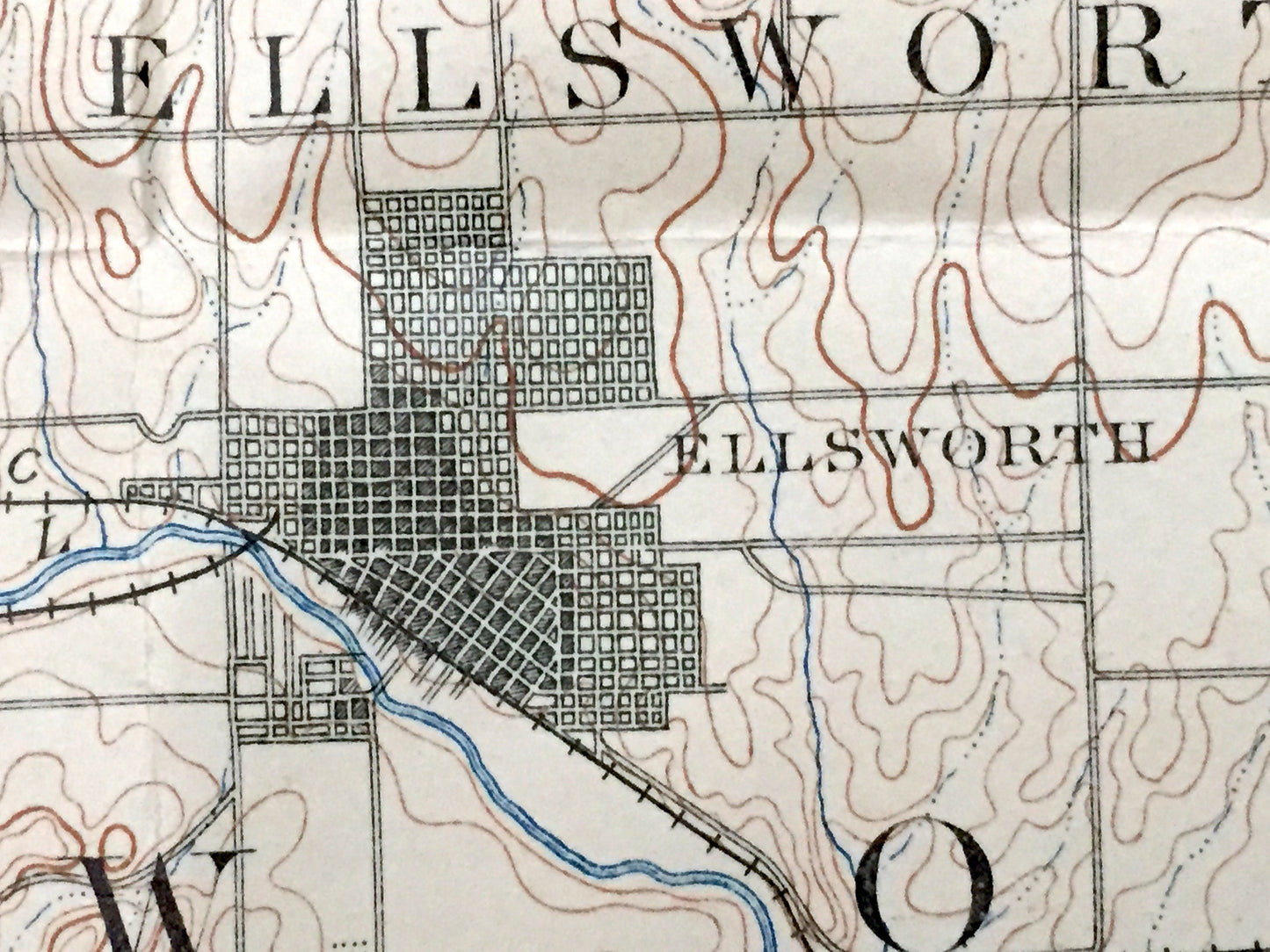 Antique Ellsworth, Kansas 1894 US Geological Survey Topographic Map – Lincoln, Rice County, Kanopolis, Wilson, Holyrood, Geneseo, Bushton KS