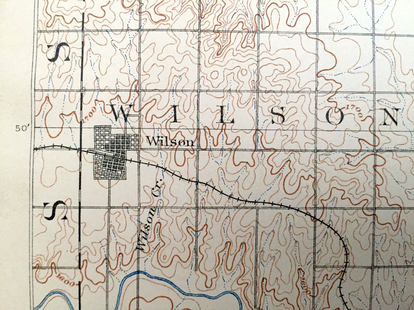 Antique Ellsworth, Kansas 1894 US Geological Survey Topographic Map – Lincoln, Rice County, Kanopolis, Wilson, Holyrood, Geneseo, Bushton KS