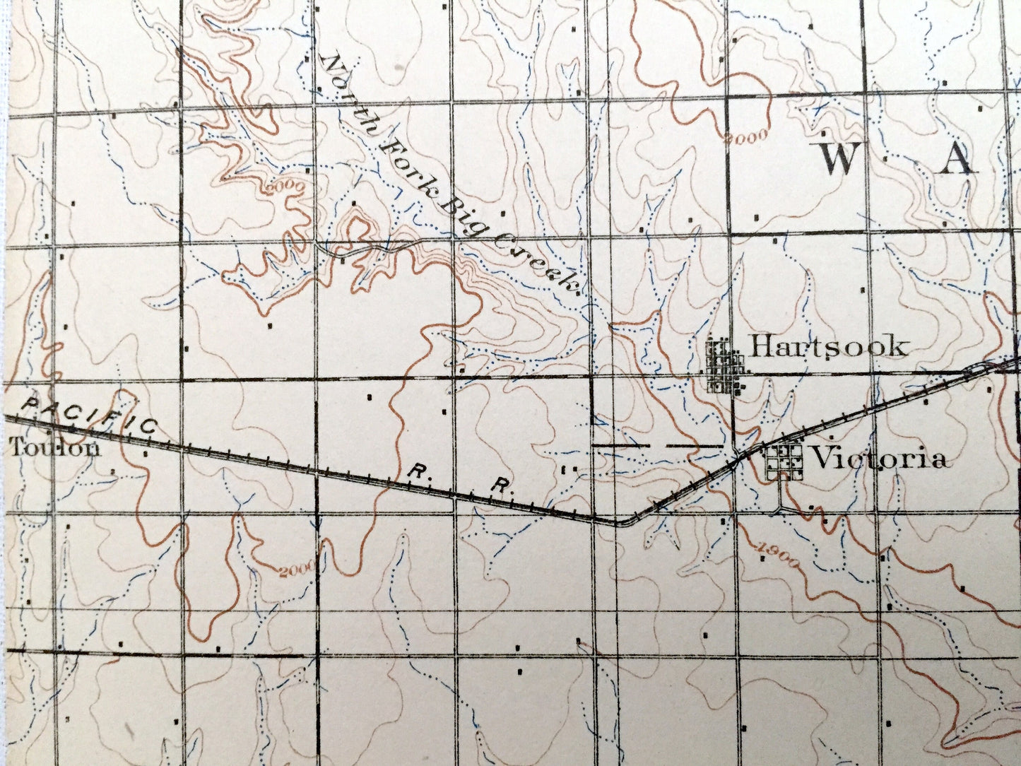 Antique Hays, Kansas 1896 US Geological Survey Topographic Map – Ellis, Big Creek, Catherine, Hartsook, Walker Paradise Victoria Lacrosse KS