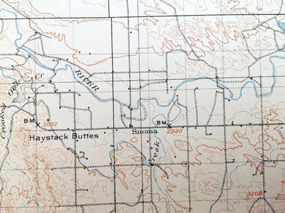 Antique Belle Fourche, South Dakota 1907 US Geological Survey Topographic Map – Minnesela, Saint Onge, Orman, Snoma, Redwater Creek, SD