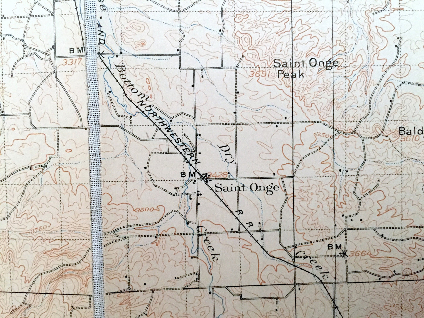 Antique Belle Fourche, South Dakota 1907 US Geological Survey Topographic Map – Minnesela, Saint Onge, Orman, Snoma, Redwater Creek, SD