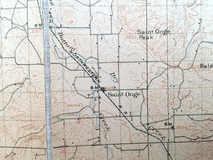 Antique Belle Fourche, South Dakota 1907 US Geological Survey Topographic Map – Minnesela, Saint Onge, Orman, Snoma, Redwater Creek, SD