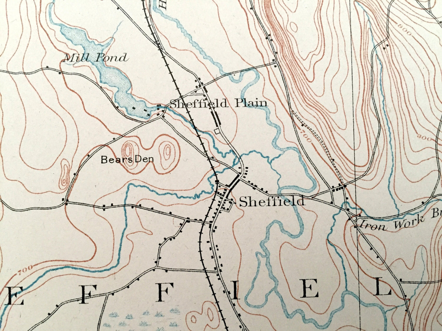 Antique Sheffield, Massachusetts 1885 US Geological Survey Topographic Map – Mount Washington, Great Barrington, Canaan, Berkshires MA CT ny