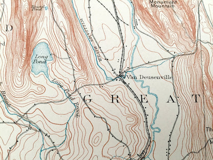 Antique Sheffield, Massachusetts 1885 US Geological Survey Topographic Map – Mount Washington, Great Barrington, Canaan, Berkshires MA CT ny