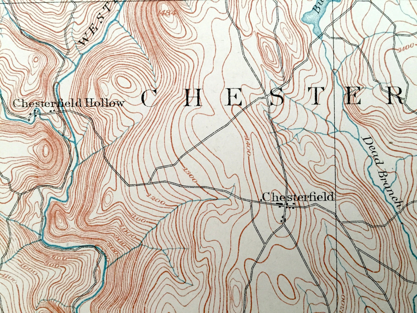 Antique Chesterfield, Massachusetts 1886 US Geological Survey Topographic Map – Westhampton, Worthington, Goshen Chester Hampshire County MA