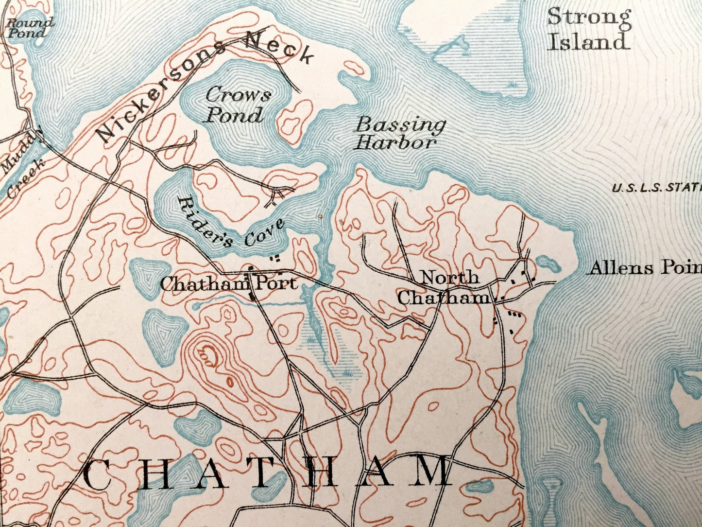 Antique Chatham, Massachusetts 1888 US Geological Survey Topographic Map – Barnstable County, Brewster, Harwich, South Orleans, Cape Cod, MA