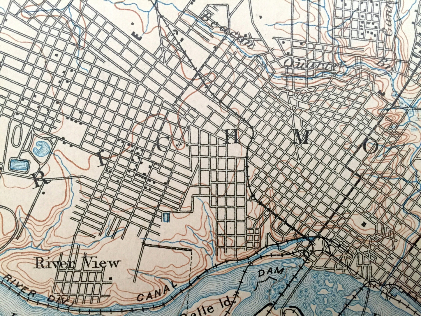 Antique Richmond, Virginia 1895 US Geological Survey Topographic Map – King William, Hanover, Henrico, Chesterfield County, James River, VA