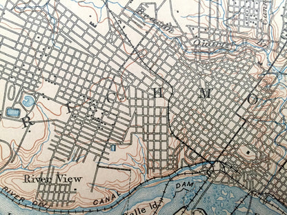 Antique Richmond, Virginia 1895 US Geological Survey Topographic Map – King William, Hanover, Henrico, Chesterfield County, James River, VA