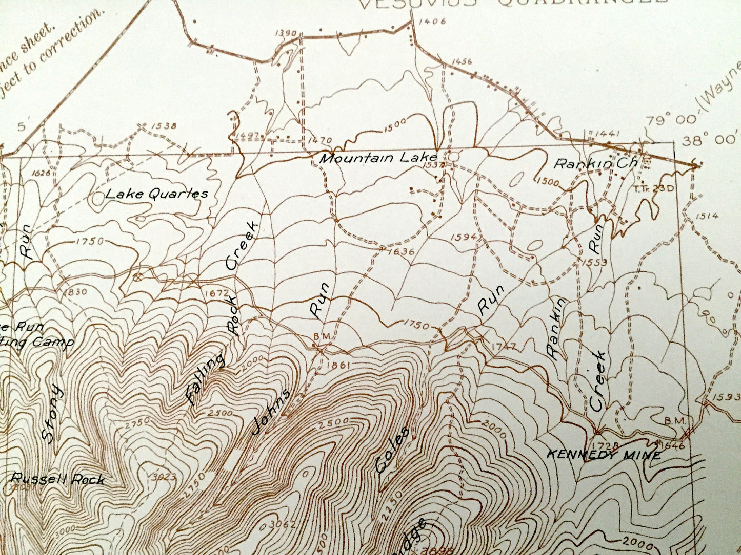 Antique Vesuvius, Virginia 1935 US Geological Survey Topographic Map – Lofton, Greenville, Massies Mill, Raphine, Nash, Woodson, Montebello