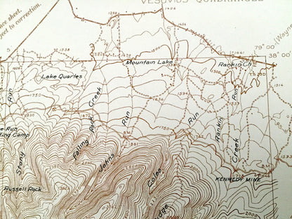 Antique Vesuvius, Virginia 1935 US Geological Survey Topographic Map – Lofton, Greenville, Massies Mill, Raphine, Nash, Woodson, Montebello