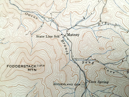 Antique Grayson, Tennessee 1934 US Geological Survey Topographic Map – North Carolina, Virginia, Washington, Johnson, Ashe County, Whitetop