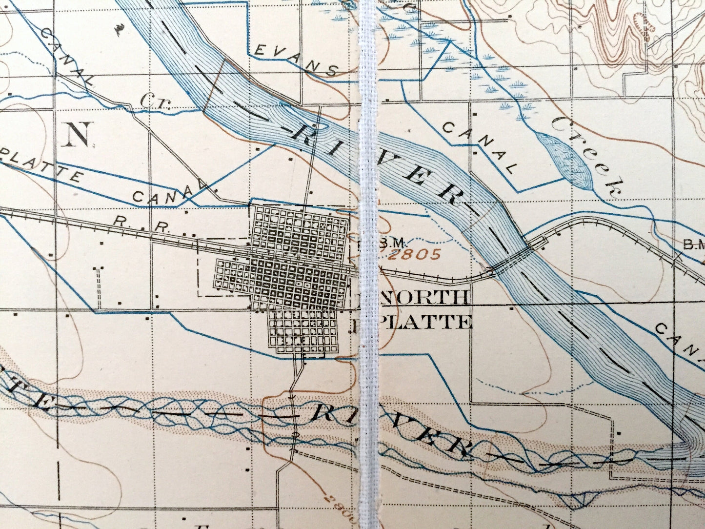 Antique North Platte, Nebraska 1902 US Geological Survey Topographic Map – Nichols, Hinman, Hall, Osgood, Miller Maxwell Cottonwood Plant NE
