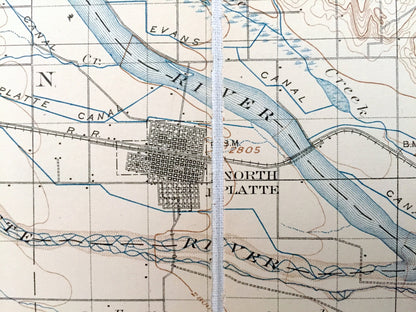 Antique North Platte, Nebraska 1902 US Geological Survey Topographic Map – Nichols, Hinman, Hall, Osgood, Miller Maxwell Cottonwood Plant NE