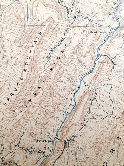 Antique Franklin, West Virginia 1896 US Geological Survey Topographic Map – Pendleton County, Brandywine, Peru, Sweedlin Hill, Fort Seybert