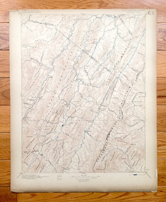 Antique Franklin, West Virginia 1896 US Geological Survey Topographic Map – Pendleton County, Brandywine, Peru, Sweedlin Hill, Fort Seybert