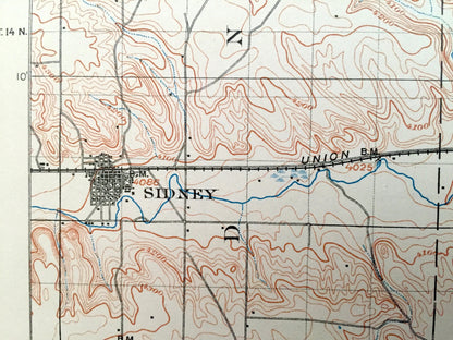 Antique Sidney, Nebraska 1899 US Geological Survey Topographic Map – Colton, Lodgepole, Chappell, Green, Eagle, Rush Creek, Davison Lisco NE