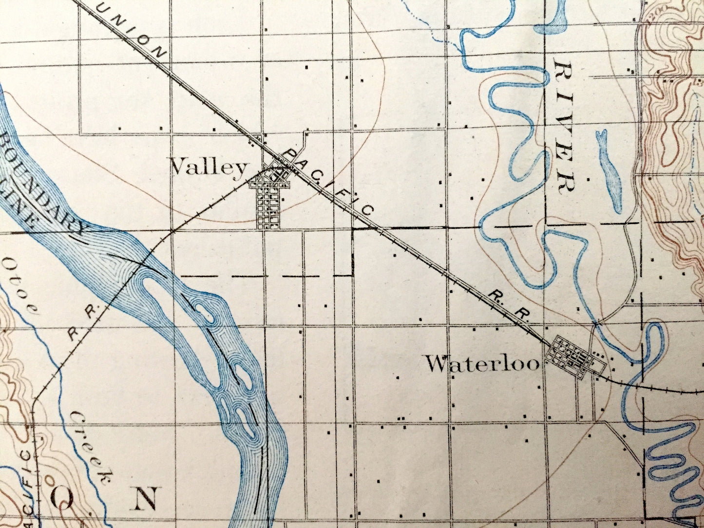 Antique Fremont, Nebraska 1896 US Geological Survey Topographic Map – Platte, Elkhorn, Nickerson, Lincoln, Fontanelle Bell Creek Richland NE