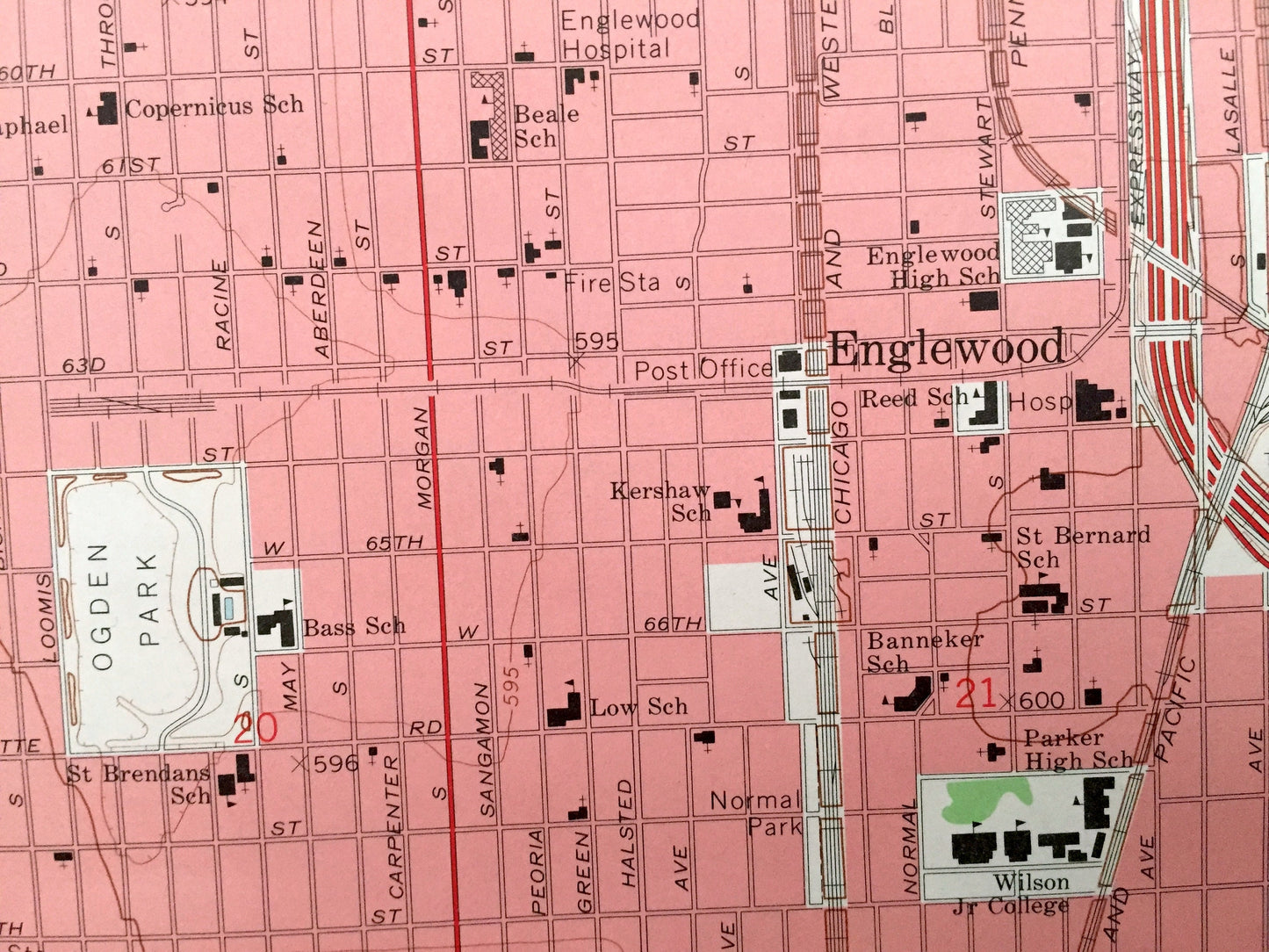 Antique Englewood, Illinois 1963 US Geological Survey Topographic Map – Cook County, Chicago, Bedford Park, Cicero, Stickney, Marquette, IL