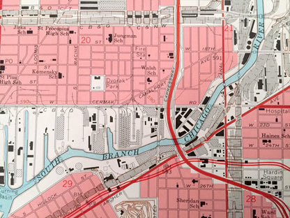 Antique Englewood, Illinois 1963 US Geological Survey Topographic Map – Cook County, Chicago, Bedford Park, Cicero, Stickney, Marquette, IL