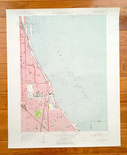 Antique Jackson Park, Illinois 1953 US Geological Survey Topographic Map – Cook County, Chicago, Lake Michigan, Northerly Island, Indiana IL