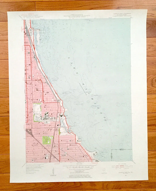 Antique Jackson Park, Illinois 1953 US Geological Survey Topographic Map – Cook County, Chicago, Lake Michigan, Northerly Island, Indiana IL