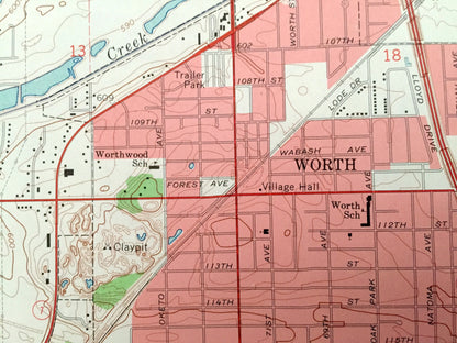 Antique Palos Park, Illinois 1963 US Geological Survey Topographic Map – Cook County, Orlando, Bremen, Worth, Chicago Ridge, Stickney, Lyons