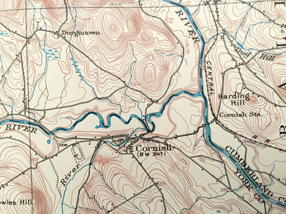 Antique Kezar Falls, Maine 1910 US Geological Survey Topographic Map – Parsonfield, Porter, Hiram, Cornish, Brownfield, Denmark, Baldwin, ME
