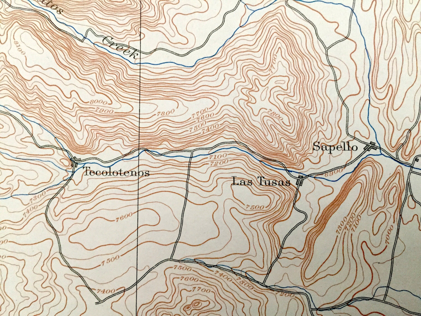 Antique Las Vegas, Nevada 1889 US Geological Survey Topographic Map – Clark County, Santa Fe National Forest, Desert, Mora, San Miguel, NV