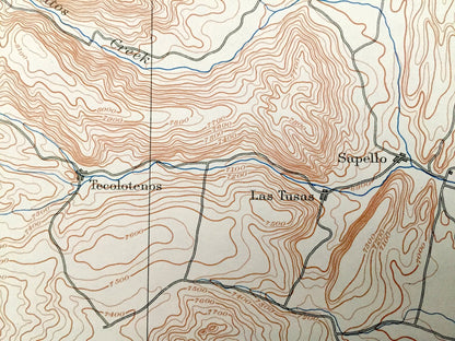 Antique Las Vegas, Nevada 1889 US Geological Survey Topographic Map – Clark County, Santa Fe National Forest, Desert, Mora, San Miguel, NV