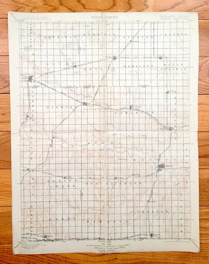 Antique Hebron, Nebraska 1898 US Geological Survey Topographic Map – Spring Creek, Chester, Hubell, Gilead, Kiowa, Hardy Harbine Garfield NE