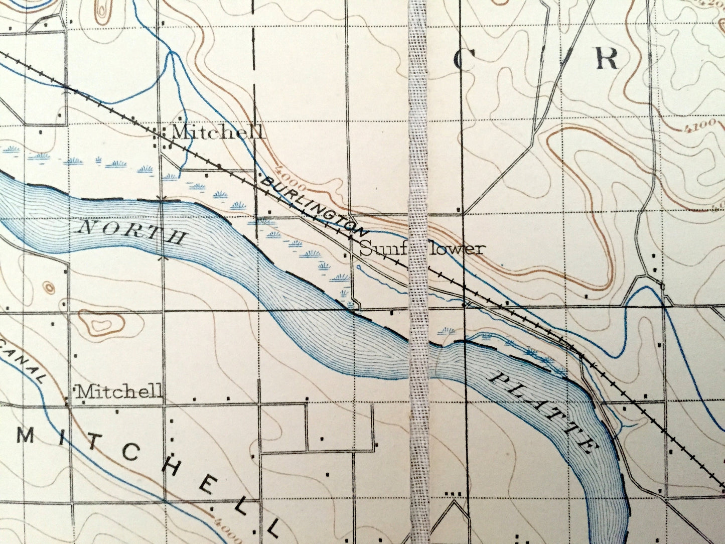 Antique Scottsbluff, Nebraska 1898 US Geological Survey Topographic Map – Rose, Castle Rock, Roubedeau, Kiowa, Ford, Winter Creek, Tabor, NE