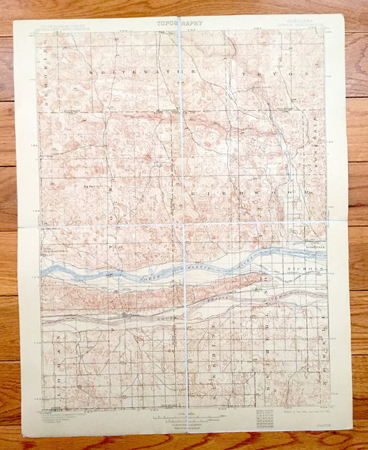 Antique Paxton, Nebraska 1901 US Geological Survey Topographic Map – Whitewater, Birdwood, Nichols, Sunshine, Sutherland, Nowell Rosedale NE