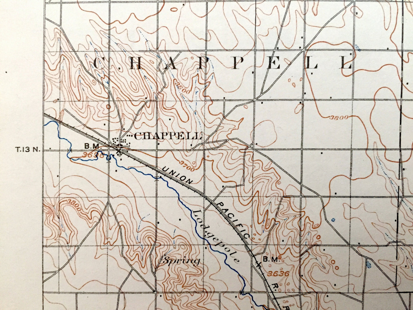 Antique Chappell, Nebraska 1900 US Geological Survey Topographic Map – Swan, Big Spring, Vail, Brule, Park, Green, Blue Creek Lisco Chase NE