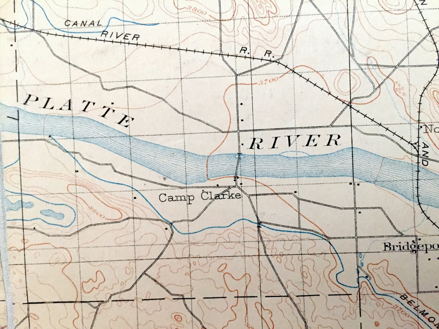 Antique Camp Clarke, Nebraska 1898 US Geological Survey Topographic Map – Castle Rock, Freeport, Redington, Lone Pine, Bayard, Highland, NE