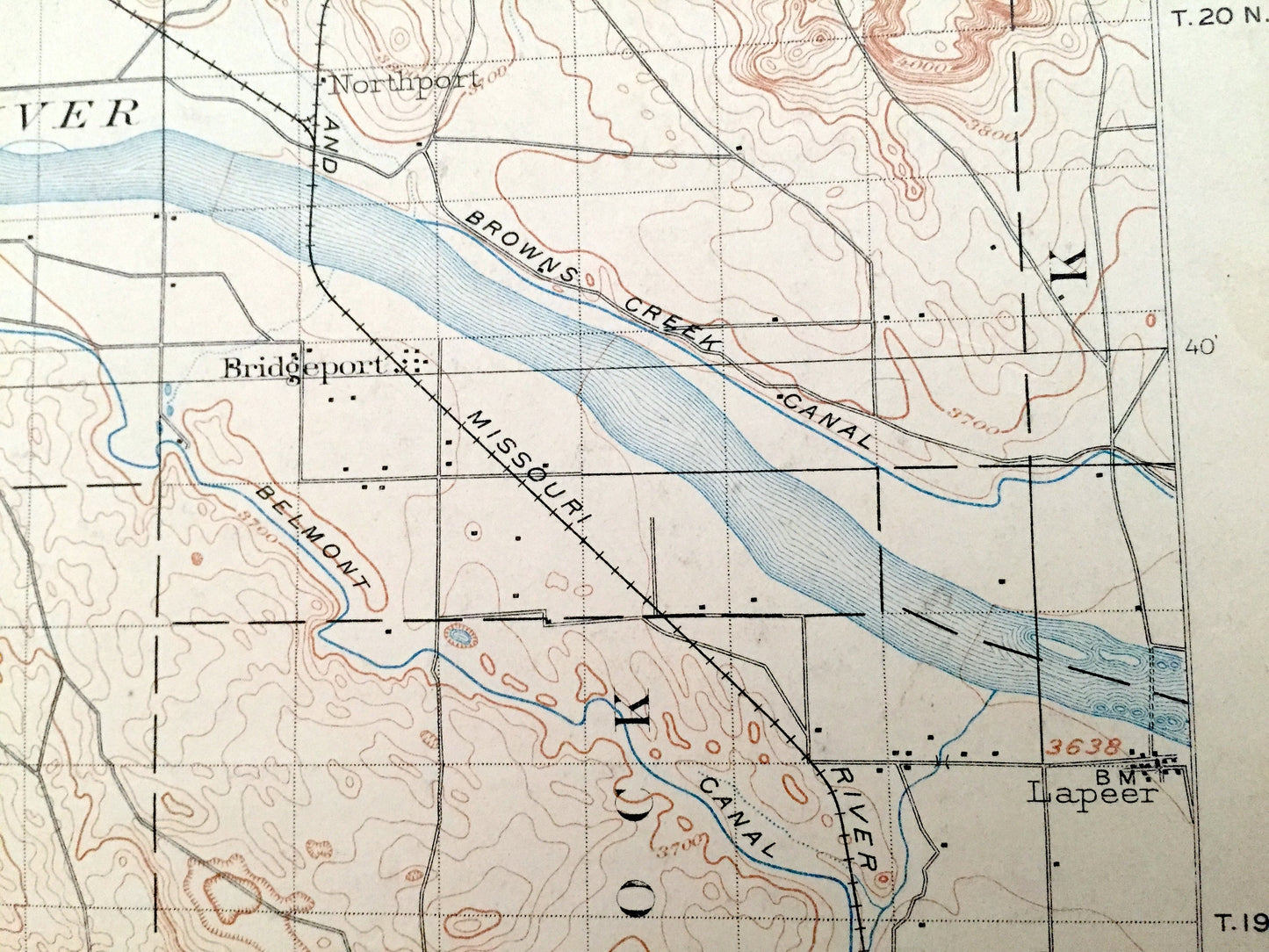 Antique Camp Clarke, Nebraska 1898 US Geological Survey Topographic Map – Castle Rock, Freeport, Redington, Lone Pine, Bayard, Highland, NE