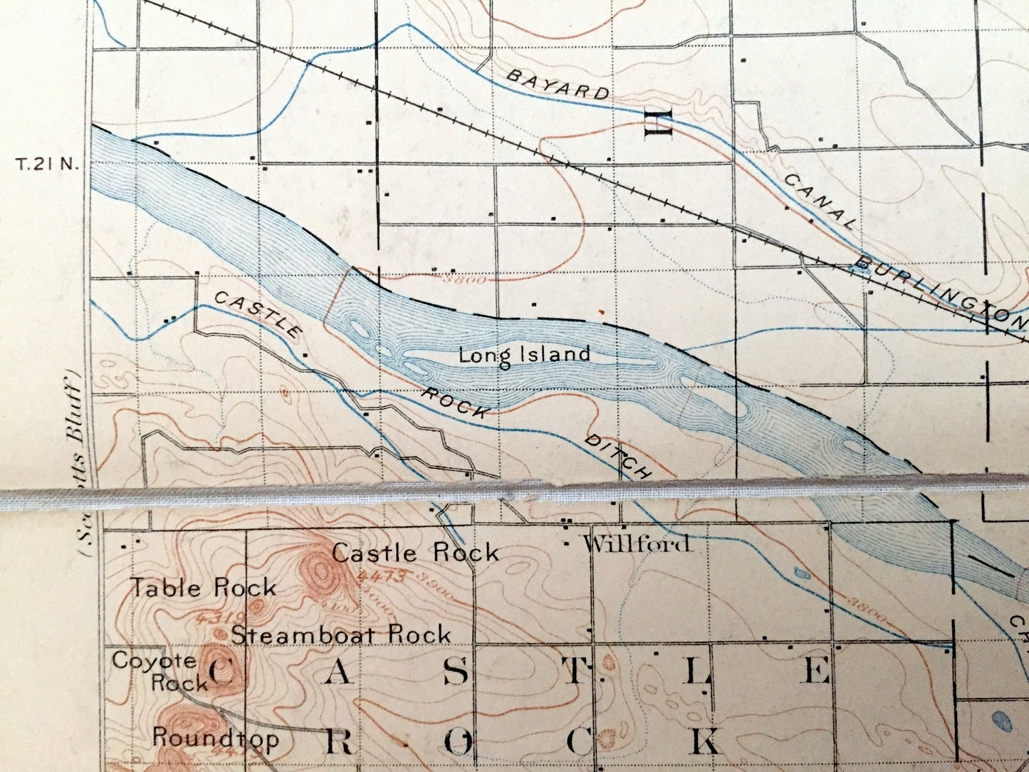 Antique Camp Clarke, Nebraska 1898 US Geological Survey Topographic Map – Castle Rock, Freeport, Redington, Lone Pine, Bayard, Highland, NE