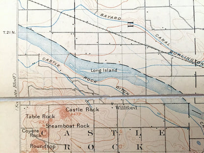 Antique Camp Clarke, Nebraska 1898 US Geological Survey Topographic Map – Castle Rock, Freeport, Redington, Lone Pine, Bayard, Highland, NE