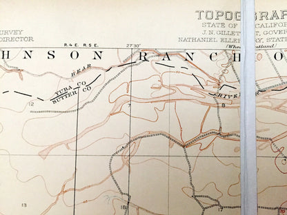 Antique Sheridan, California 1910 US Geological Survey Topographic Map – Placer, Sutter, Yuba County, Johnson Ranch, Markham, Sacramento, CA