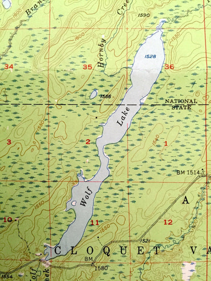 Antique Brimson, Minnesota 1957 US Geological Survey Topographic Map - St Louis County, Ault, Fairbanks, Bassett, Rollins, Breda, Hornby, MN