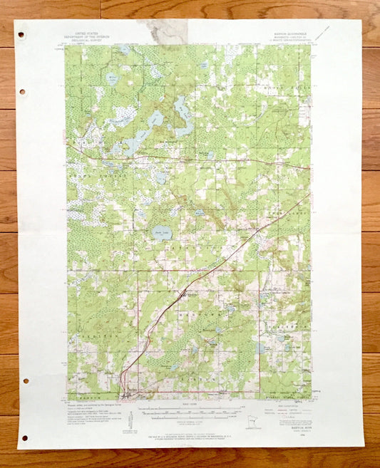 Antique Barnum, Minnesota 1956 US Geological Survey Topographic Map - Carlton County, Skelton, Mahtowa, Blackhoof, Knife Falls Twin Lakes MN