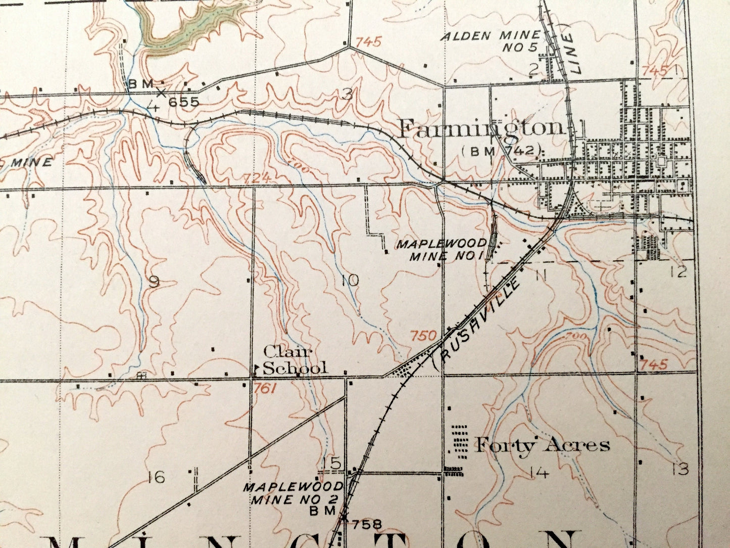 Antique Canton, Illinois 1912 US Geological Survey Topographic Map – Buckheart, Putman, Cass, Joshua, Deerfield, Young Hickory, Fairview, IL