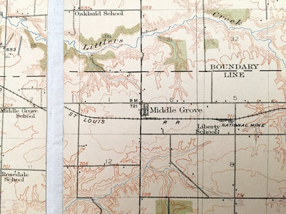Antique Canton, Illinois 1912 US Geological Survey Topographic Map – Buckheart, Putman, Cass, Joshua, Deerfield, Young Hickory, Fairview, IL
